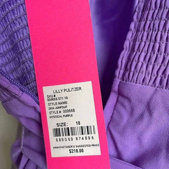 💜NWT!💜Lilly Pulitzer💜 Zima Jumpsuit with Ruffled Straps and Wide-Leg Design💜 - Picture 4 of 5